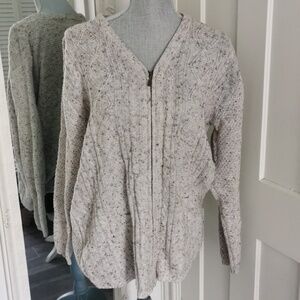 Vintage womens Weekend  EDITION full zip up ribbed cardigan. Oatmeal color. M